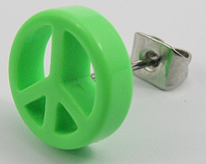 Обеца за ухо зелен знак Peace