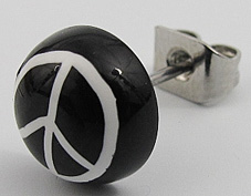 Черна обеца с бял Peace