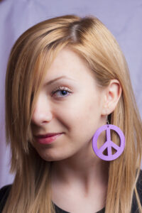 висящи обици за ухо с peace