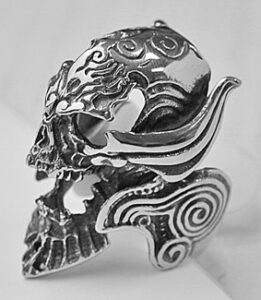 Мъжки стоманен пръстен с череп на демон от стомана 316L