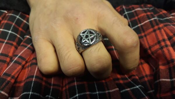 mazhki-prasten-halka-pentagram-steel Мъжки пръстен тип халка с Пентаграм от медицинска стомана 316L