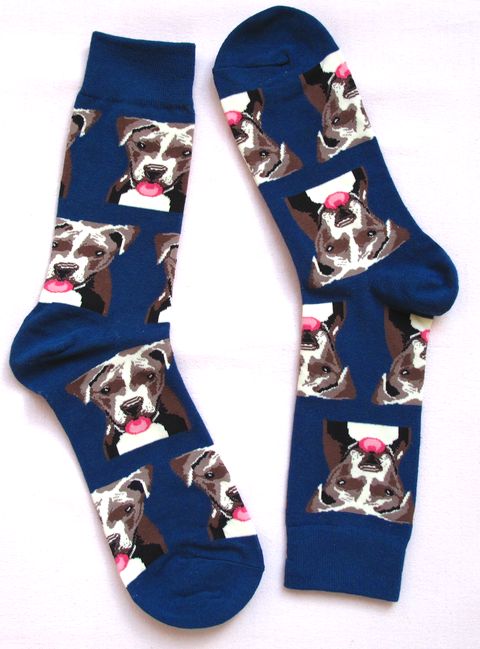 chorapi-pitbul-blue-socks Тъмносини памучни чорапи с питбули и розови балончета