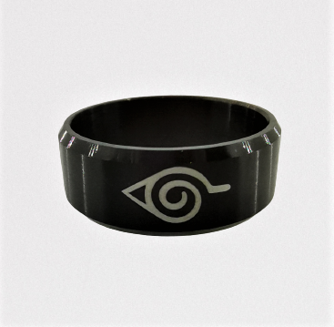 anime-prasten-naruto-black-steel Черен аниме пръстен със знака на Наруто от неръждаема стомана