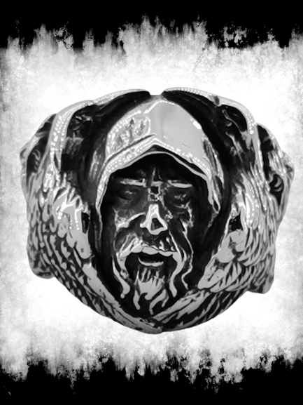 mazhki-prasten-s-bog-odin-vlk Мъжки пръстен с бог Один и вълк от медицинска стомана