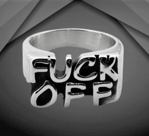 Мъжки пръстен печат с надпис Fuck Off от медицинска стомана
