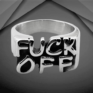 Мъжки пръстен печат с надпис Fuck Off от медицинска стомана