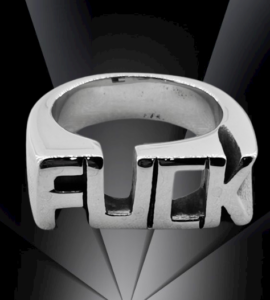 Мъжки пръстен с надпис FUCK от медицинска стомана