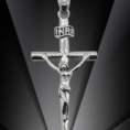 Медальон с разпятие и надпис INRI от сребриста медицинска стомана