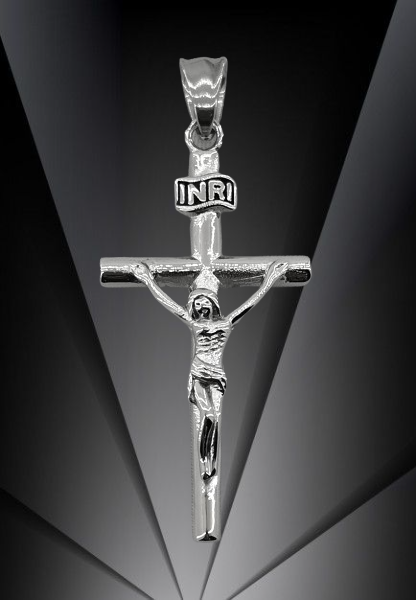 medalion-s-razpyatie-i-nadpis-inri-krast Медальон с разпятие и надпис INRI от сребриста медицинска стомана