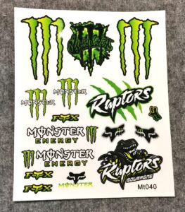 Лист със стикери на Monster Energy, Raptors и Fox