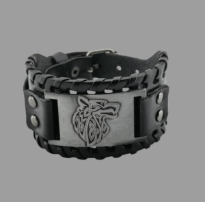 Кожена гривна с викингски символ Fenrir