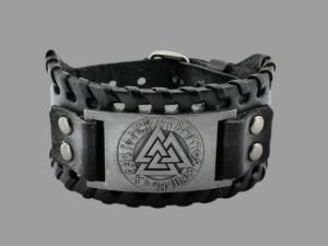 Гривна кожа с викингски символ Valknut