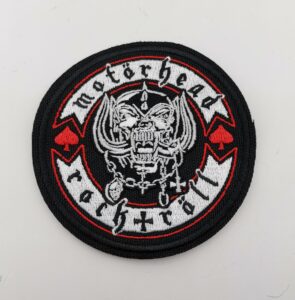 ръгла нашивка с червено и черно лого Warpig на Motörhead, бродирана емблема.
