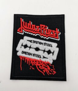 Бродирана нашивка на Judas Priest с логото и символа на бръснача.