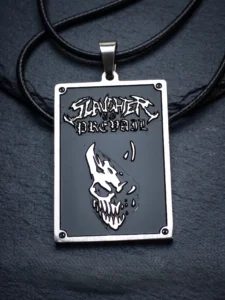 Правоъгълен рок медальон Slaughter to Prevail с черна корда