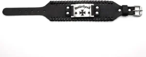 Разгъната кожена гривна на Motörhead с регулируема метална катарама