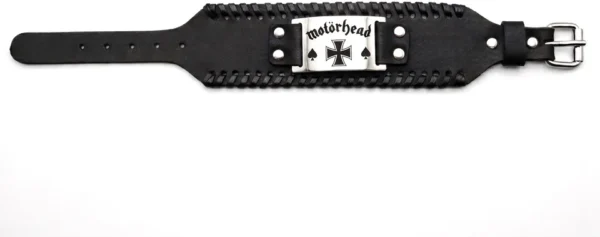kozhena-grivna-motorhead-ace-of-spades. Разгъната кожена гривна на Motörhead с регулируема метална катарама