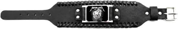 metal-grivna-metallica-st-anger, Разгъната кожена гривна на Metallica – St. Anger с регулируема стоманена катарама
