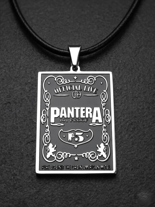 Рок медальон на Pantera от стомана 316L, дизайн на етикет 101 Proof.