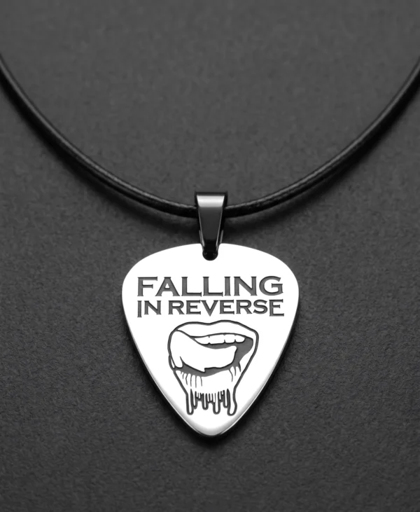 stomanen-medalyon-perce-falling-in-reverse Качествен стоманен медальон перце Falling in Reverse с кожена връзка